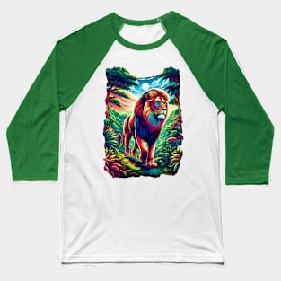 Proud Lion Prowling In The Moonlight King of the Jungle Lion Baseball T-Shirt